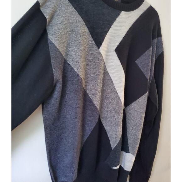 Vintage Protege Collection Geometric Sweater XL Mens Black & Gray - Picture 1 of 10
